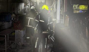 Ayvalık’ta zeytinyağı paketleme tesisindeki yangın söndürüldü