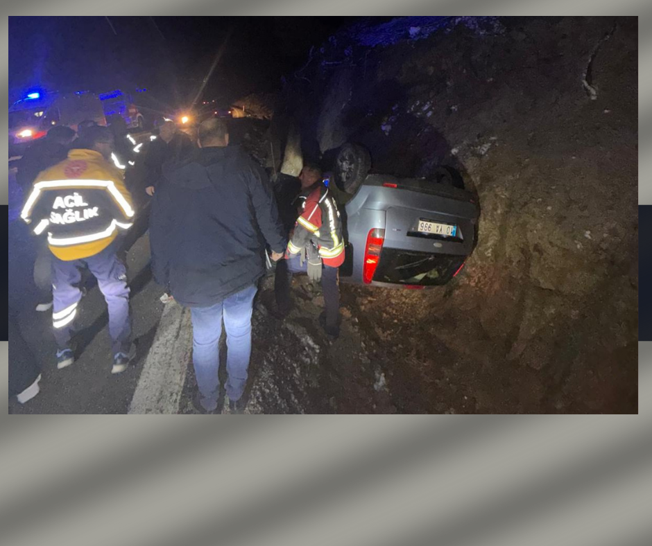 Edremit’te kontrolden çıkan araç takla attı